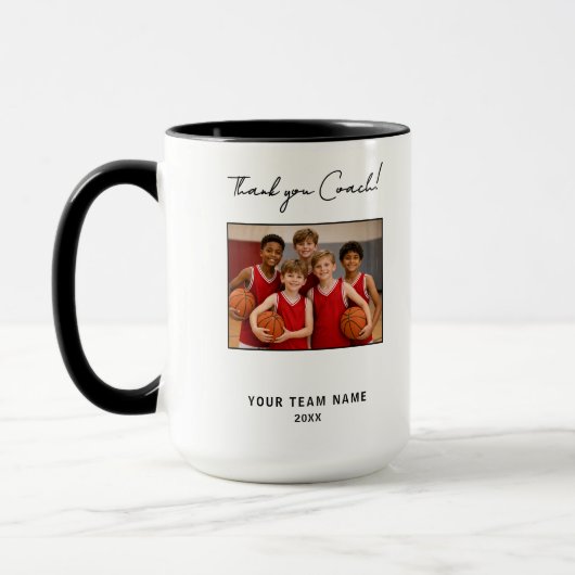 Danke Trainer Teamname Foto Unterschrift Tasse (Links)