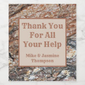 Danke Tree Bark Foto Rustikale Wertschätzung Weinetikett (Einzelnes Label)