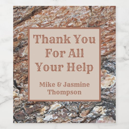 Danke Tree Bark Foto Rustikale Wertschätzung Weinetikett (Einzelnes Label)