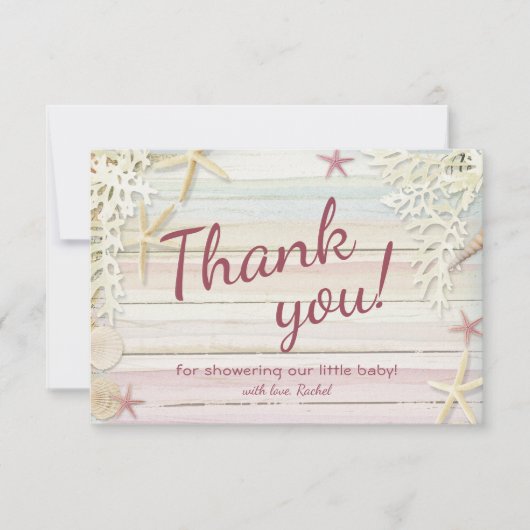 Danke Tropical Beach Seashell Baby Dusche (Vorderseite)