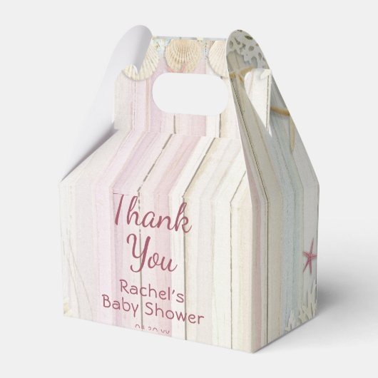 Danke Tropical Beach Seashell Baby Dusche Geschenkschachtel (Rückseite)