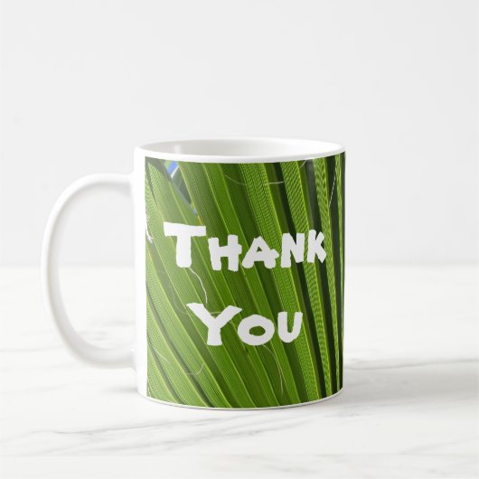Danke Tropical Green Palm Leaf Wertschätzung Kaffeetasse (Links)