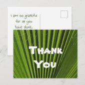 Danke Tropical Green Palm Leaf Wertschätzung Postkarte (Vorne/Hinten)
