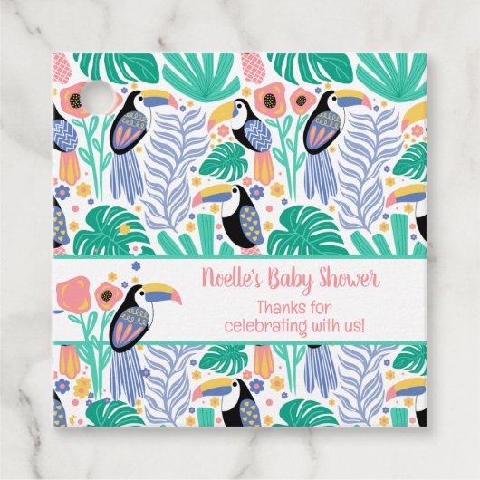 Danke Tropical Toucan Bird Baby Dusche Geschenkanhänger (Vorderseite)