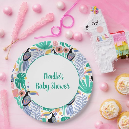 Danke Tropical Toucan Bird Baby Dusche Pappteller (Party)