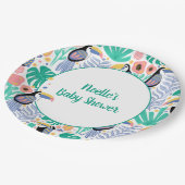 Danke Tropical Toucan Bird Baby Dusche Pappteller (Schrägansicht)