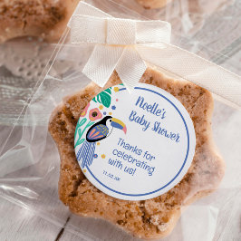 Danke Tropical Toucan Bird Baby Dusche Runder Aufkleber