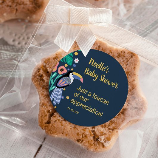 Danke Tropical Toucan Bird Baby Dusche Runder Aufkleber