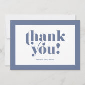 Danke Typografie, blau auf weiß (Vorderseite)