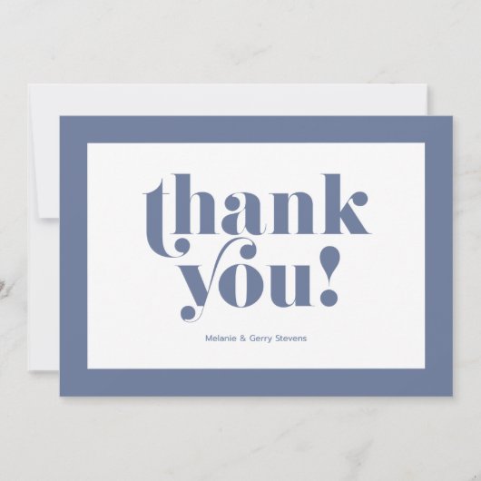 Danke Typografie, blau auf weiß (Vorderseite)