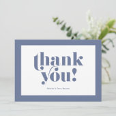 Danke Typografie, blau auf weiß (Stehend Vorderseite)