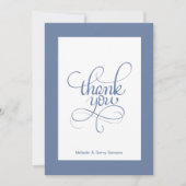 Danke Typografie, blau auf weißem Hintergrund (Vorderseite)