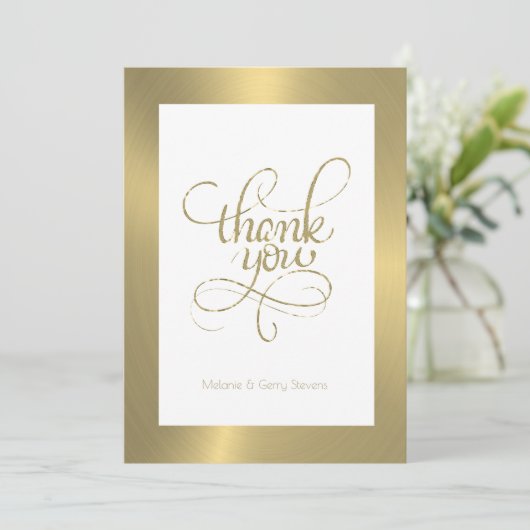 Danke Typografie, Gold auf weißem Hintergrund (Stehend Vorderseite)