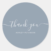 Danke Typografie minimalistisch staubblau Runder Aufkleber (Vorderseite)