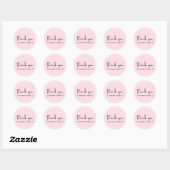 Danke Typografie Name Blush Pink Baby Dusche Runder Aufkleber (Blatt)