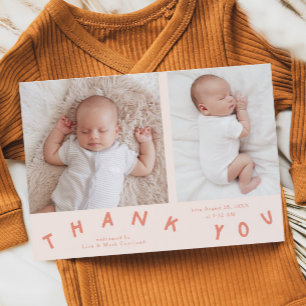 Danke Typografie Peach Birth Foto Ankündigung