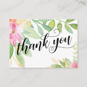 Danke Typografie Pink Floral Gastgeschenk Hochzeit Begleitkarte