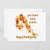 Danke und dankbar feiertagspostkarte (Vorne/Hinten)