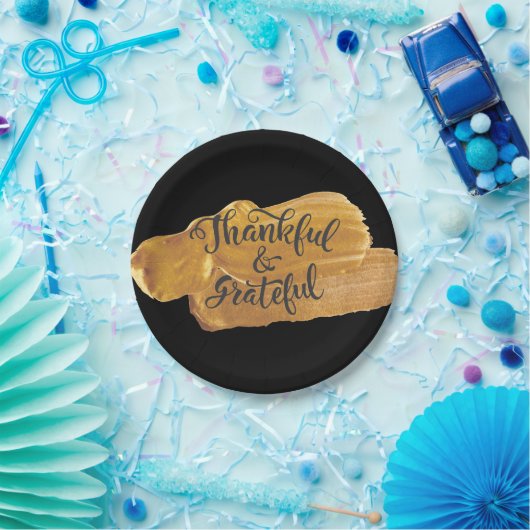 Danke und dankbar Imitate Gold Paint Erntedank Pappteller (Party)