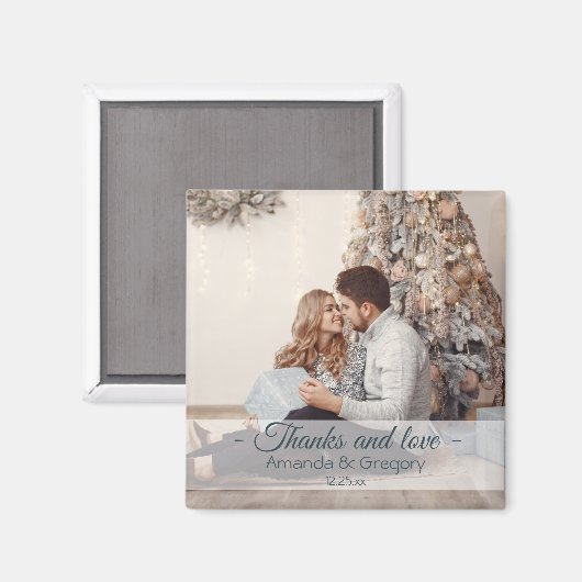 Danke und Liebe Weihnachten Hochzeit Foto Gefallen Magnet (Vorderseite/Rückseite)