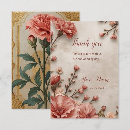 Danke: Unsere Liebe blüht Dankeskarte (Vorne/Hinten)