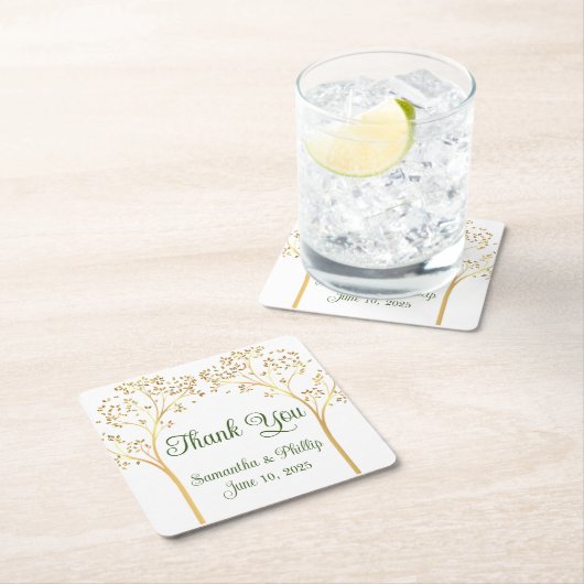 Danke Untersetzer Gastgeschenk Hochzeit Gold (Vor Ort)