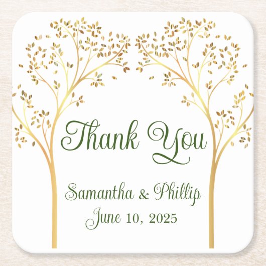 Danke Untersetzer Gastgeschenk Hochzeit Gold (Vorderseite)