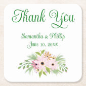 Danke Untersetzer Gastgeschenk Hochzeit grüner Bau (Vorderseite)