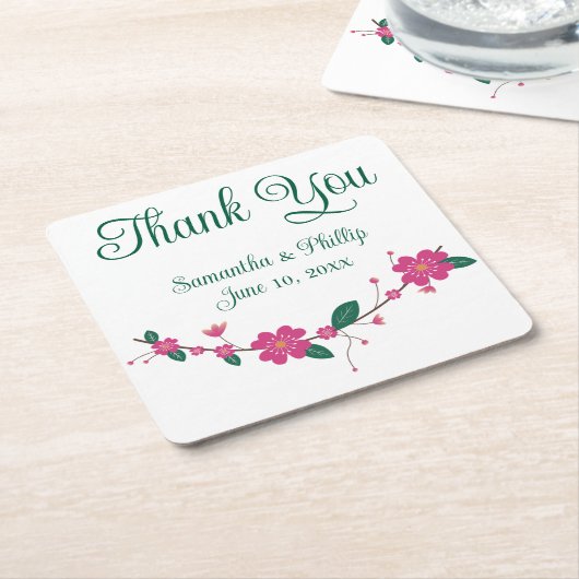 Danke Untersetzer Gastgeschenk Hochzeit grüner Bau (angewinkelt)