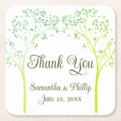 Danke Untersetzer Gastgeschenk Hochzeit grüner Bau (Vorderseite)