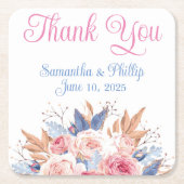 Danke, Untersetzer Gastgeschenk Hochzeit pink blau (Vorderseite)