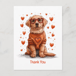 Danke Valentinstag Golden Retriever Hund Postkarte