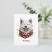 Danke Valentinstag Samojede Hund Postkarte (Stehend Vorderseite)