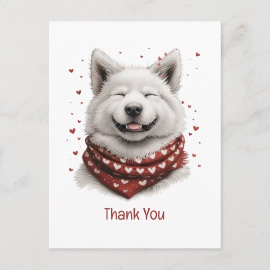 Danke Valentinstag Samojede Hund Postkarte (Vorderseite)