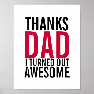 Danke Vater, dass ich Phantastisches Vatertag-Post Poster