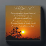 "Danke, Vater" Gedicht Gift Plaque Fotoplatte<br><div class="desc">Lieblicher Baum und Sonnenuntergang mit Gedicht bedankt Vater für alles. Gut zum Vatertag oder zum Geburtstag. Original Foto von Cherie Haines. Original Gedicht von Cherie Haines.</div>
