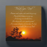 "Danke, Vater" Gedicht Gift Plaque Fotoplatte<br><div class="desc">Lieblicher Baum und Sonnenuntergang mit Gedicht bedankt Vater für alles. Gut zum Vatertag oder zum Geburtstag. Original Foto von Cherie Haines. Original Gedicht von Cherie Haines.</div>