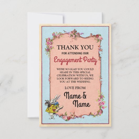 Danke, Verlobungs-Märchenland-Kaninchen zu Dankeskarte (Vorderseite)