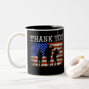 Danke Veteran Amerikanische Flagge Soldaten Tribut Zweifarbige Tasse