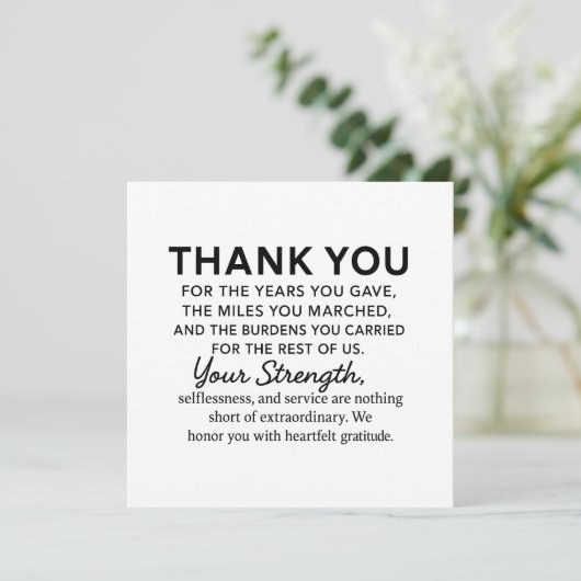 Danke Veteran Karte (Stehend Vorderseite)