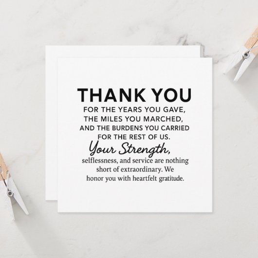 Danke Veteran Karte (Vorderseite/Rückseite Beispiel)