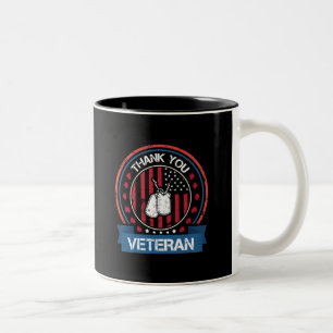 Danke Veteran   Patriotische Militärtribut Zweifarbige Tasse