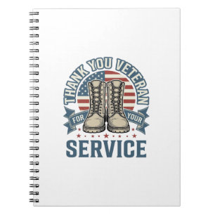 Danke Veteran Patriotische Stiefel Service Shirt_1 Notizblock