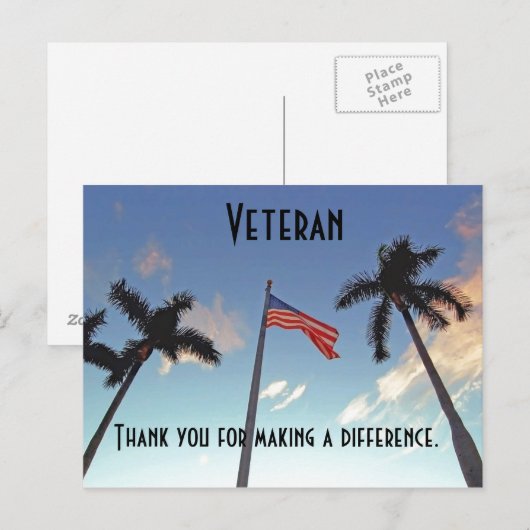 Danke Veteran Postkarte (Vorne/Hinten)