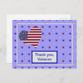 "Danke, Veteran" Rotes Weiß und Blau Herz Postkarte (Vorne/Hinten)