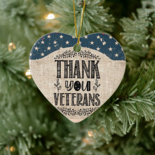 Danke-Veteranen-Herz-Ornament Keramik Ornament