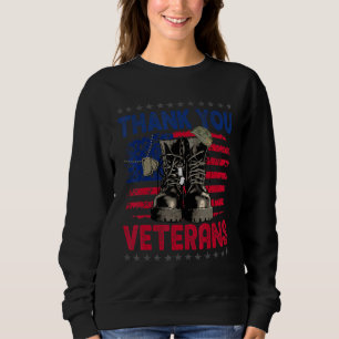 Danke Veteranen Kampfstiefel Mohnblume Veteran Sweatshirt