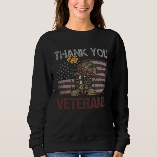 Danke Veteranen Kampfstiefel Veteranen Tag Ameri Sweatshirt (Vorderseite)
