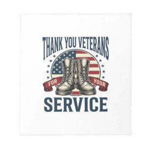 Danke Veteranen Patriotische Stiefel Vintage-Desig Notizblock
