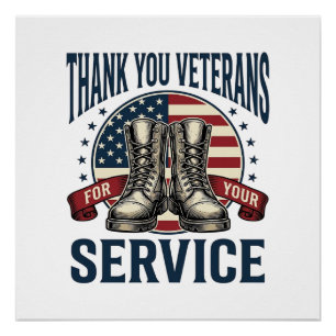 Danke Veteranen Patriotische Stiefel Vintage-Desig Poster